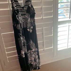Black and white tropical dress